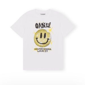 Ganni smiley faced relaxed tshirt